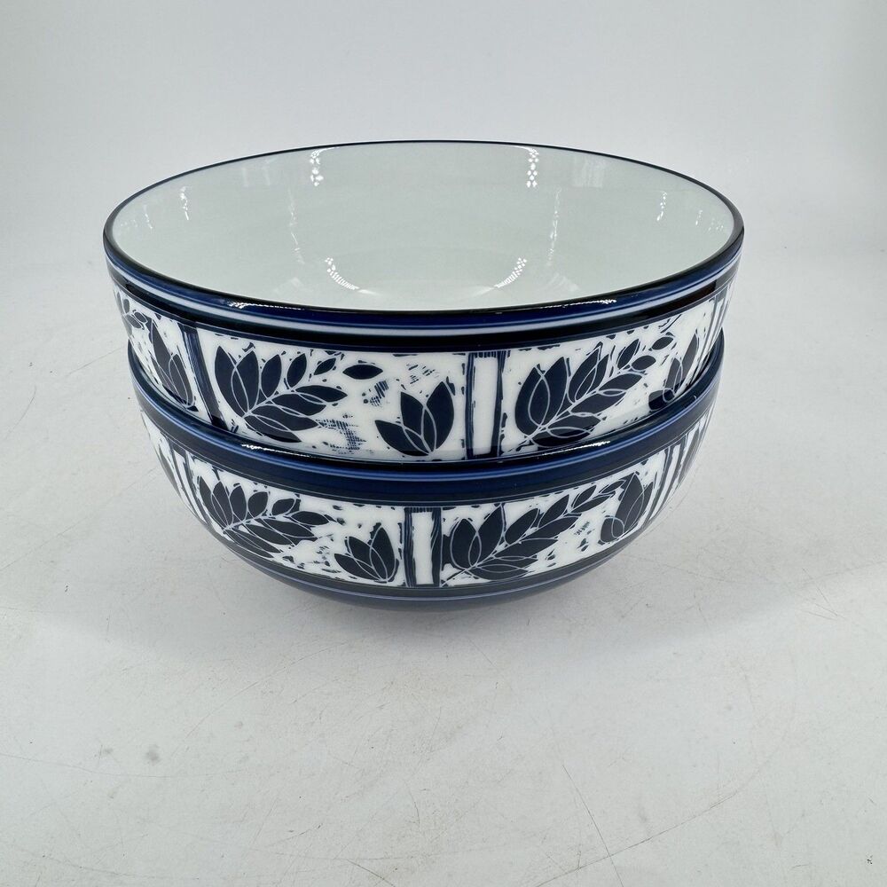 Dansk Ceylon Serving Bowls 8 1/2” Set of 2 Blue White KW/NR Japan Vintage